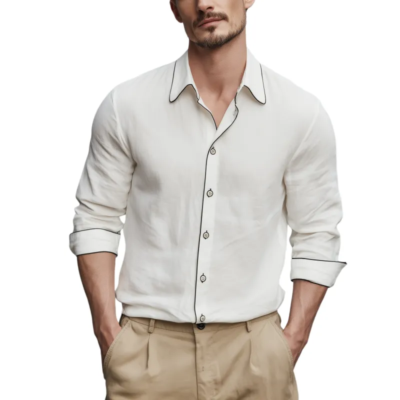 Men's Classic Casual Lapel Covered Cotton Blend Long Sleeve Shirt MTA3054G8K sold by Manly