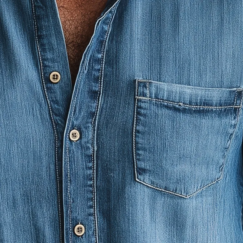 Men's Vintage Washed Denim Long Sleeve Shirt MTA2567G9P sold by Manly product image thumbnail 3