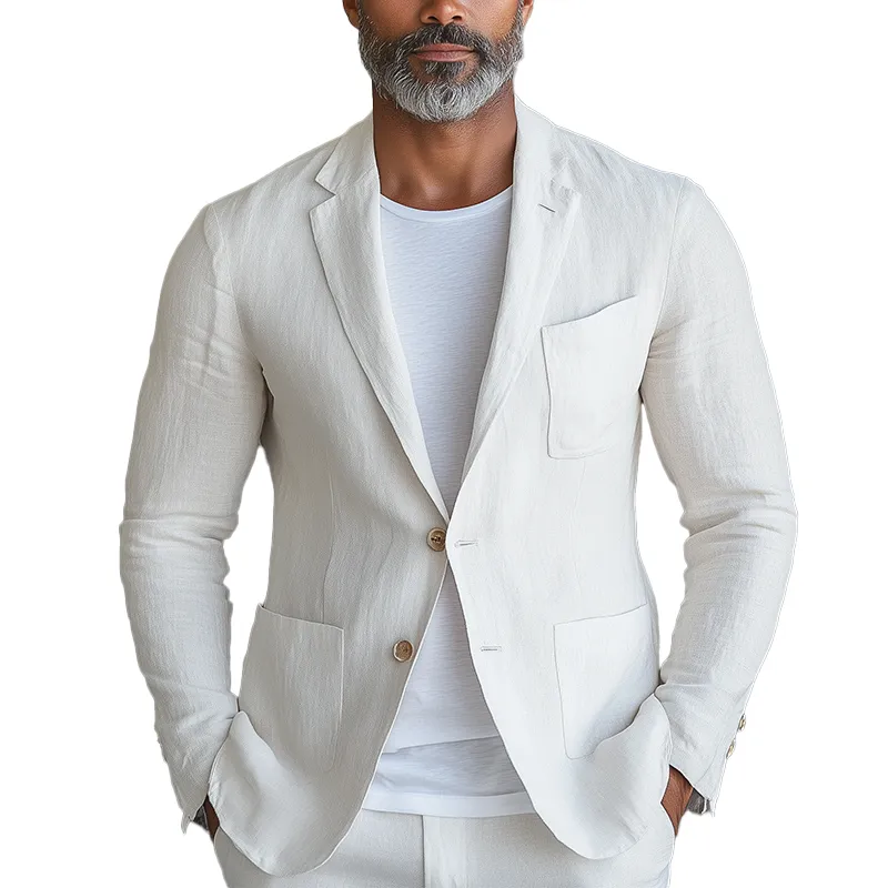 Men's Solid Color Simple Linen Suit Jacket MTA3083G7P sold by Manly