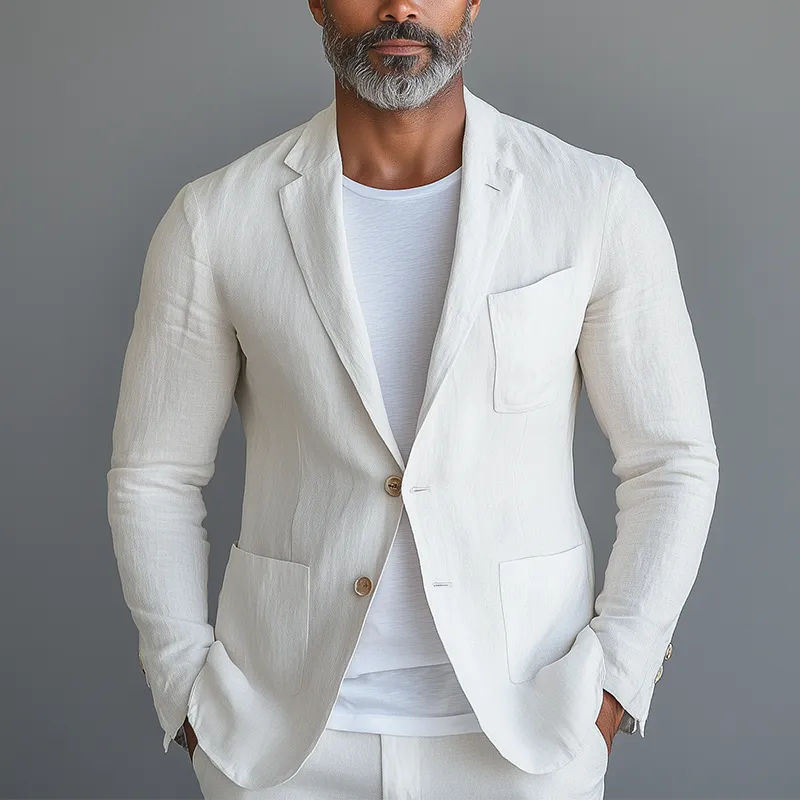 Men's Solid Color Simple Linen Suit Jacket MTA3083G7P sold by Manly product image thumbnail 2