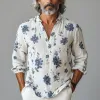 Men's Simple Printed Linen Long-Sleeved Shirt MTA3015G8P sold by Manly