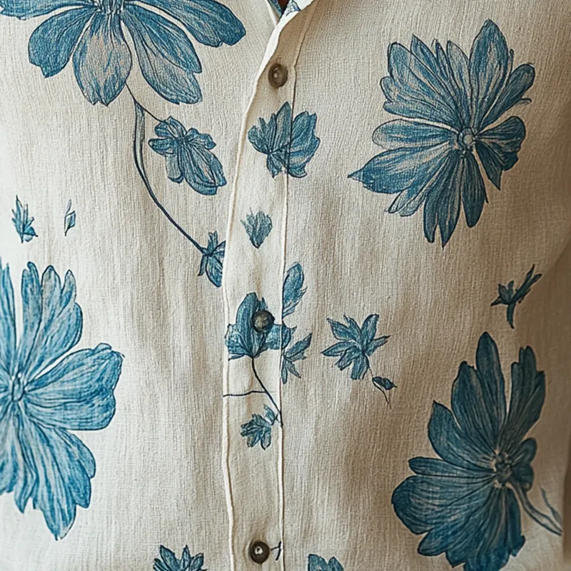 Men's Simple Printed Linen Long-sleeved Shirt MTA3058G3P sold by Manly product image thumbnail 3