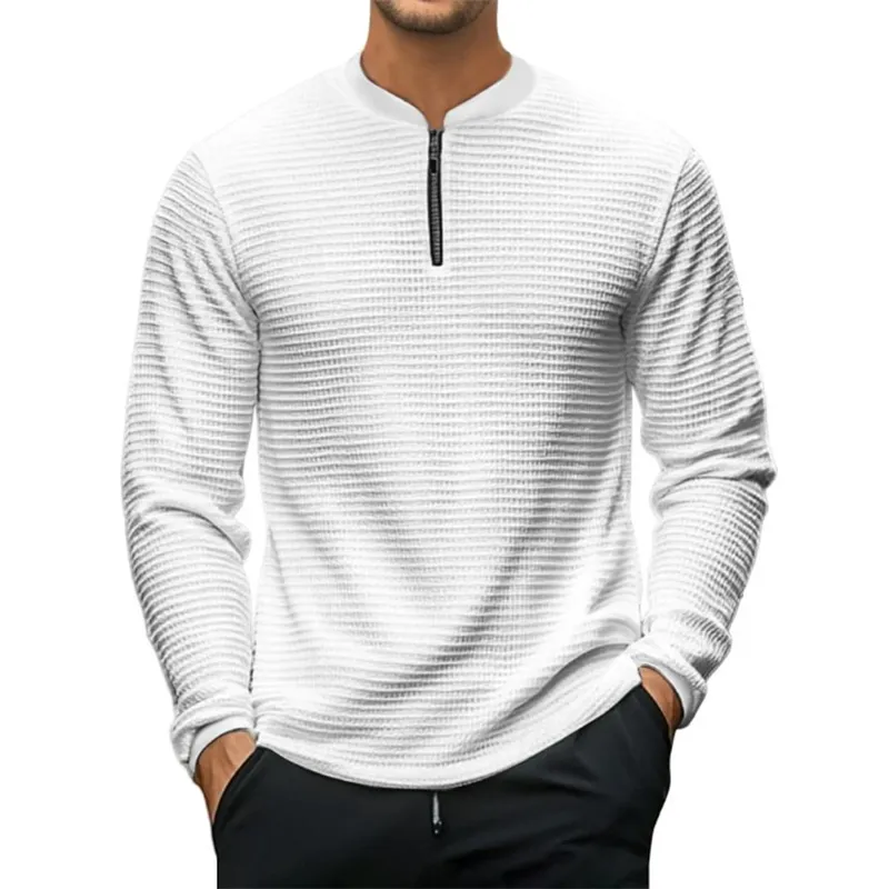 Men's Solid Waffle Long Sleeve Zipper T-Shirt MTA3065G6P sold by Manly product image thumbnail 2