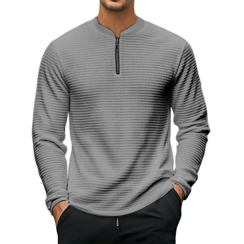 Men's Solid Waffle Long Sleeve Zipper T-Shirt MTA3065G6P sold by Manly