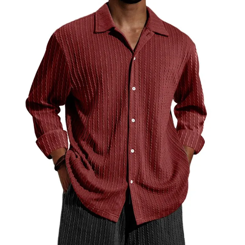 Men's Jacquard Woven Long-Sleeved Shirt MTA3074G6P sold by Manly