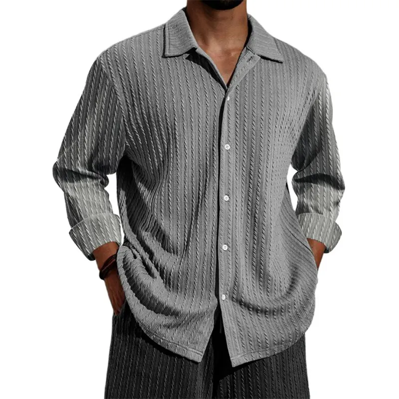 Men's Jacquard Woven Long-Sleeved Shirt MTA3074G6P sold by Manly product image thumbnail 2