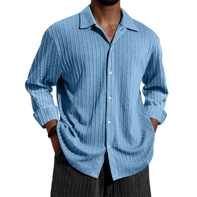 Men's Jacquard Woven Long-Sleeved Shirt MTA3074G6P sold by Manly product image thumbnail 3
