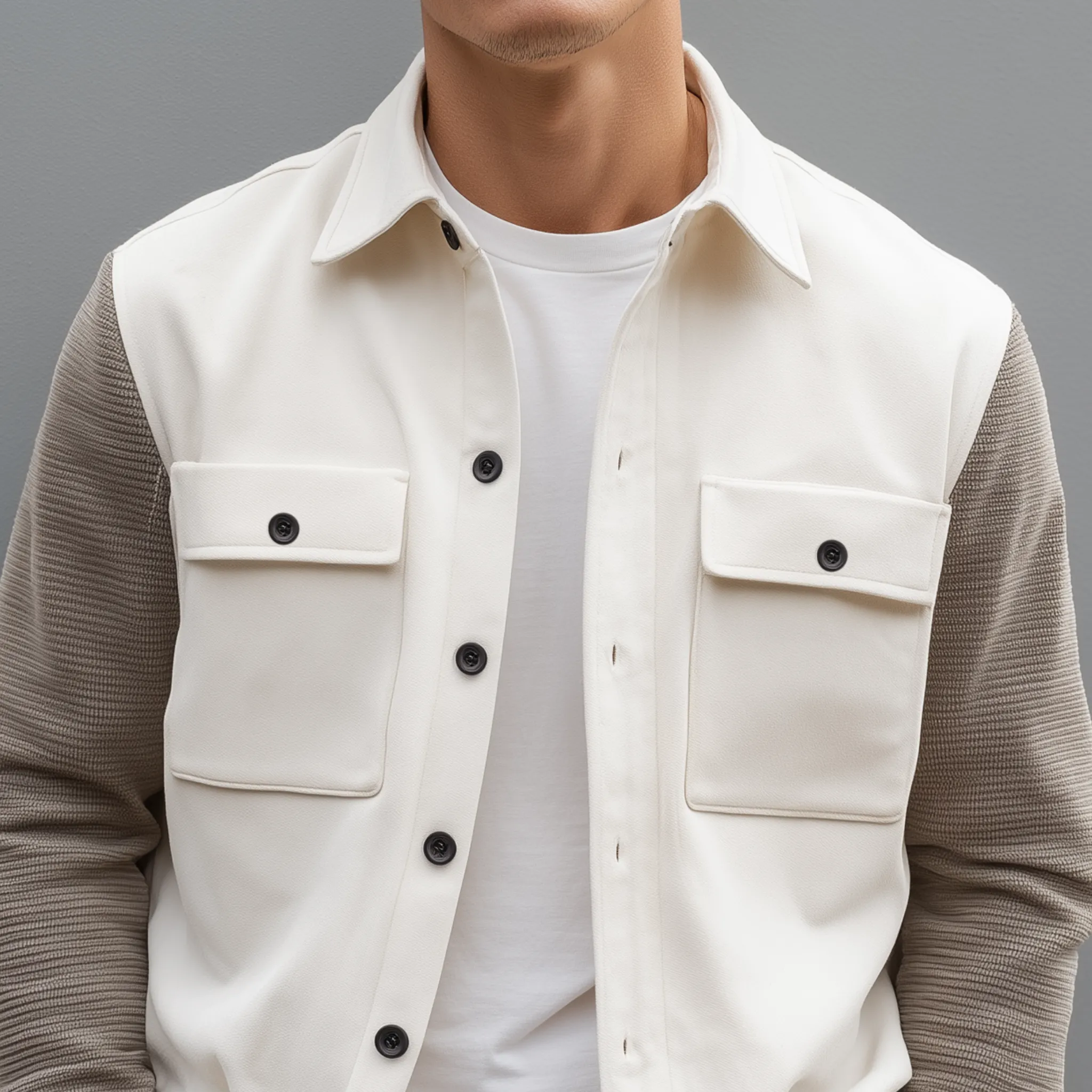 Men's Classic Casual Thin Suede Sleeves Waffle Stitching Long Sleeve Shirt MTA2912G0K sold by Manly product image thumbnail 3