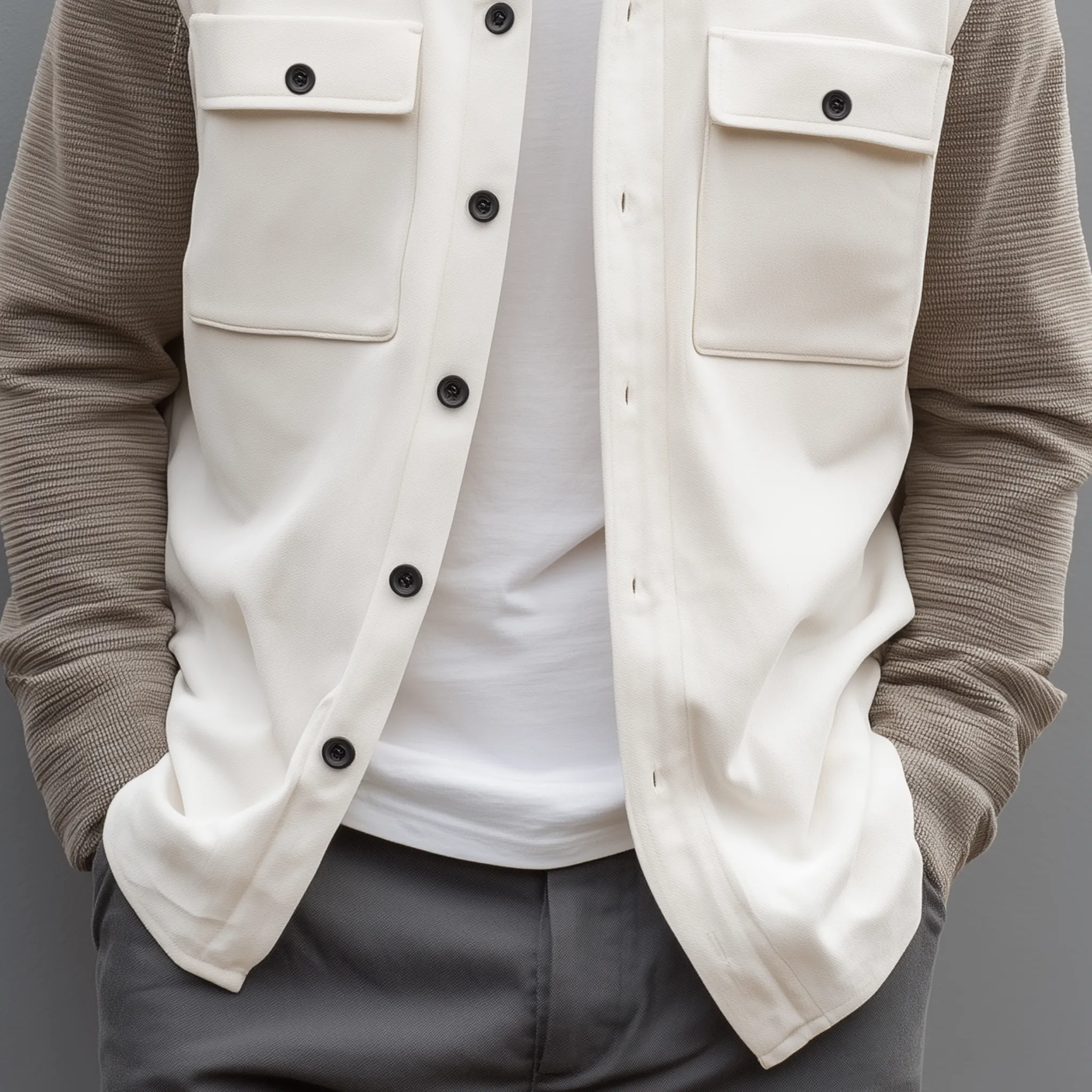 Men's Classic Casual Thin Suede Sleeves Waffle Stitching Long Sleeve Shirt MTA2912G0K sold by Manly product image thumbnail 4