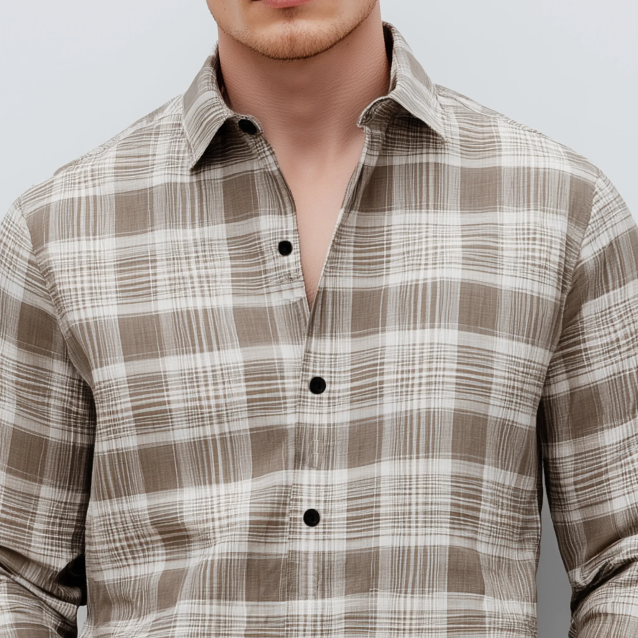 Men's Classic Casual Check Cotton Blend Lapel Long Sleeve Shirt MTA2905G8K sold by Manly product image thumbnail 4