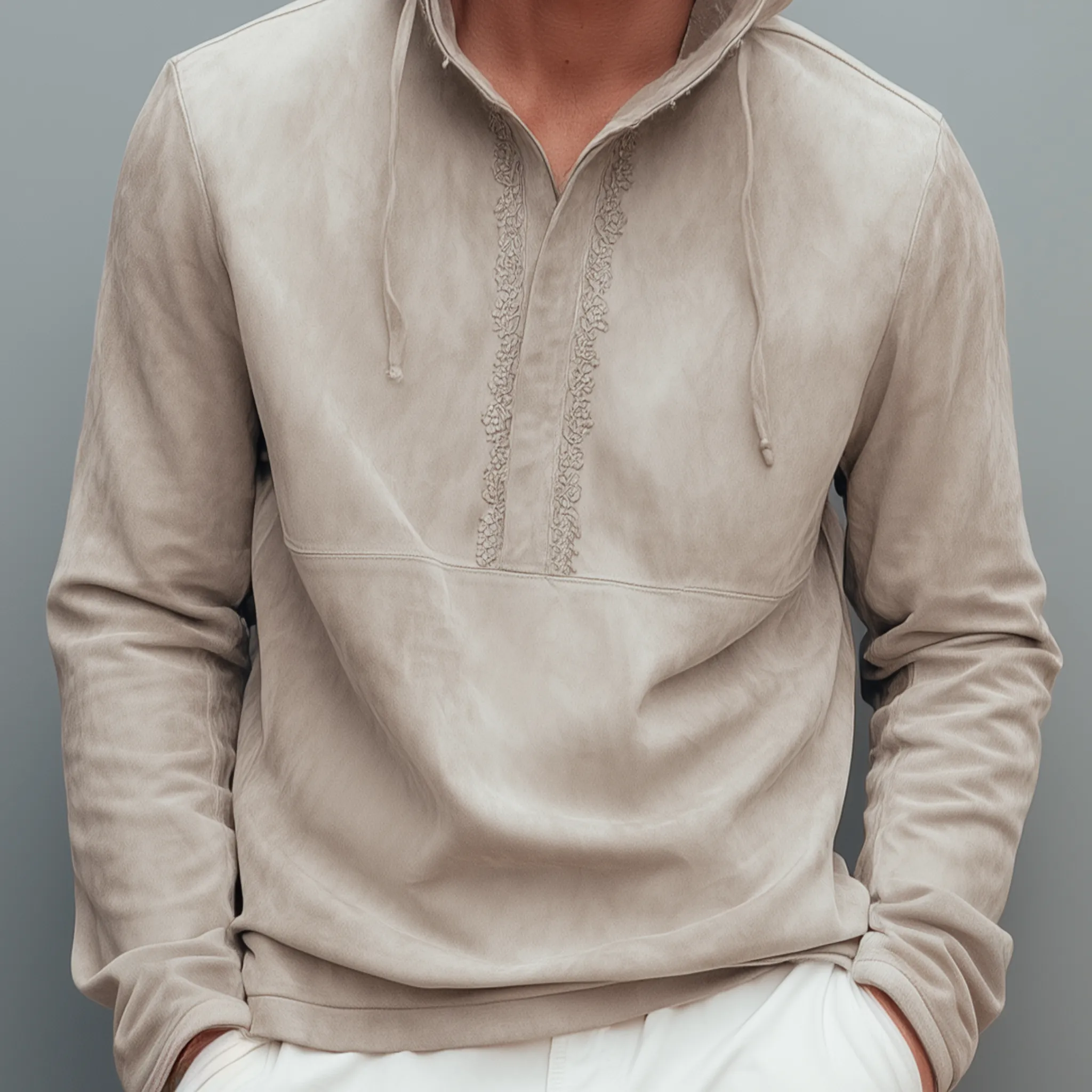 Men's Fashion Casual Thin Suede Embroidery Slim Fit Long Sleeve Hoodie MTA2962G7K sold by Manly product image thumbnail 5