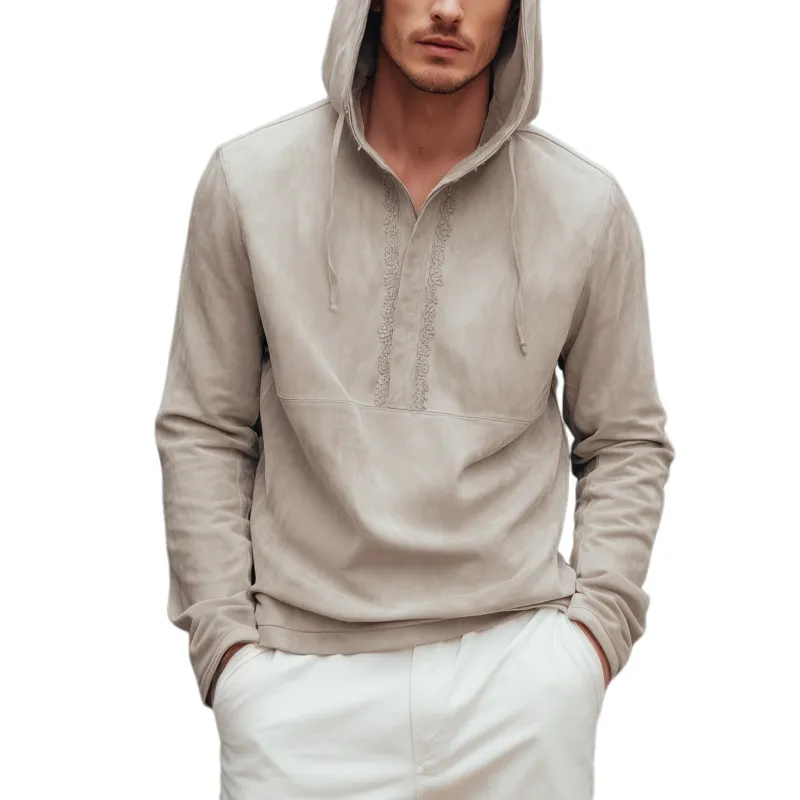 Men's Fashion Casual Thin Suede Embroidery Slim Fit Long Sleeve Hoodie MTA2962G7K made by Manly