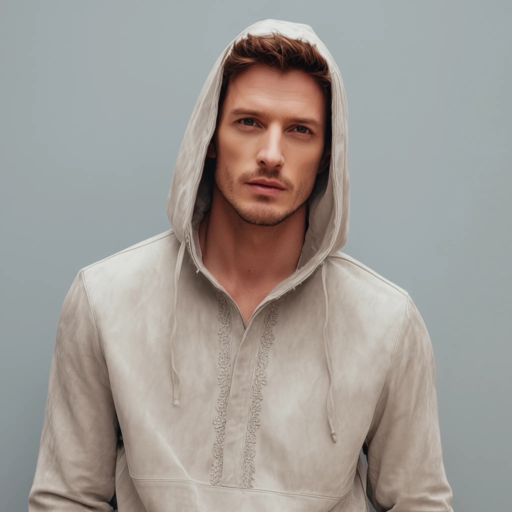 Men's Fashion Casual Thin Suede Embroidery Slim Fit Long Sleeve Hoodie MTA2962G7K sold by Manly product image thumbnail 4