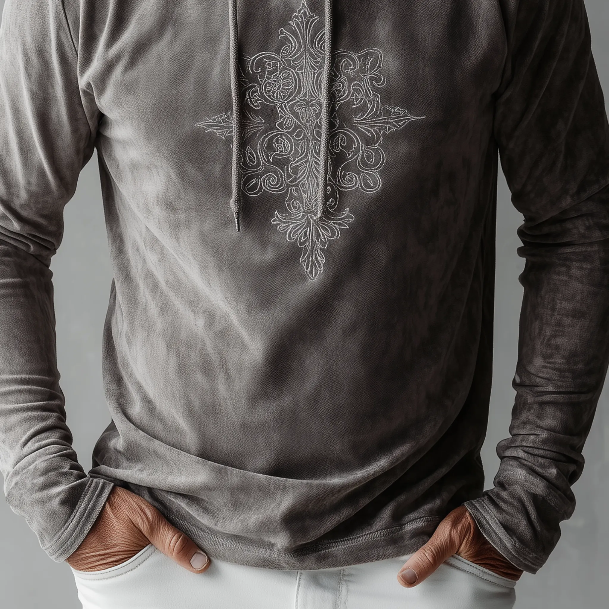 Men's Fashion Casual Thin Suede Embroidered Slim Fit Long Sleeve Hoodie MTA2990G5K sold by Manly product image thumbnail 4