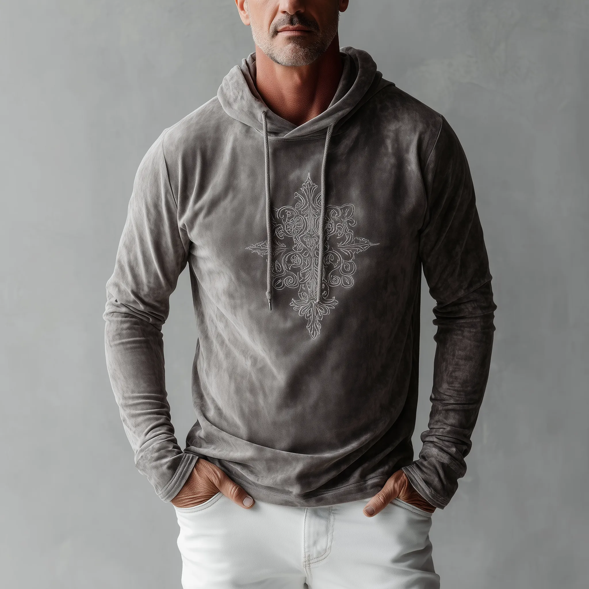 Men's Fashion Casual Thin Suede Embroidered Slim Fit Long Sleeve Hoodie MTA2990G5K sold by Manly product image thumbnail 2