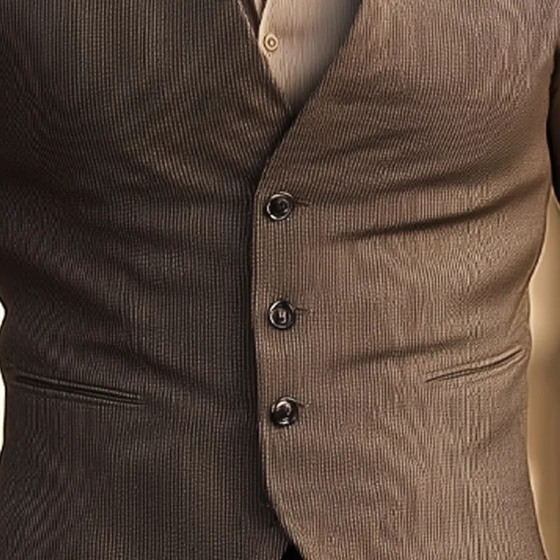 Men's Business V-Neck Striped Textured Three-Button Vest MTA2996G9U sold by Manly product image thumbnail 2