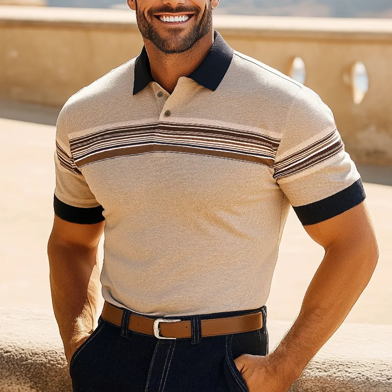 Men's Summer Printed Knitted Short-Sleeved Polo Shirt MTA2917G3U sold by Manly product image thumbnail 2