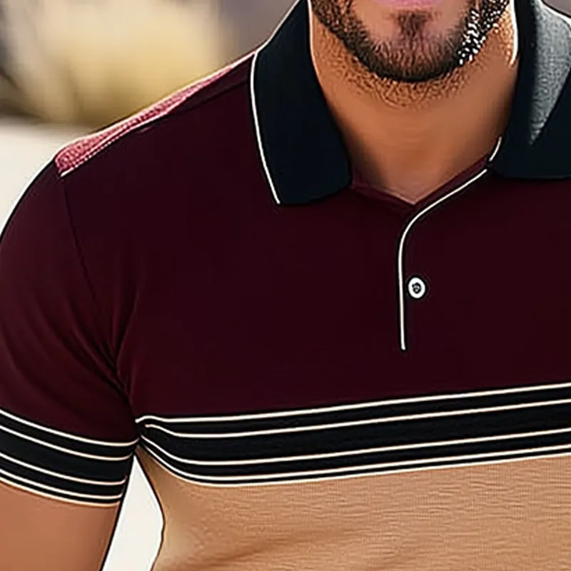 Men's Summer Business Colorblock Knitted Short-sleeved Polo Shirt MTA2948G1U sold by Manly product image thumbnail 3