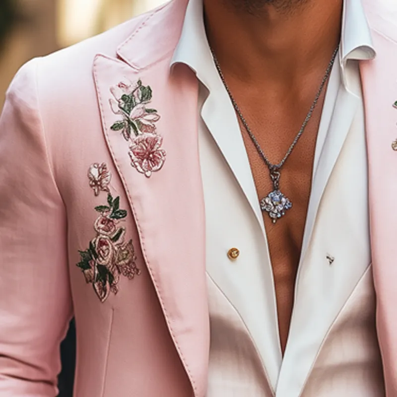 Men's Exquisite Floral Embroidered Two-button Wedding Blazer MTA2560G5U sold by Manly product image thumbnail 3