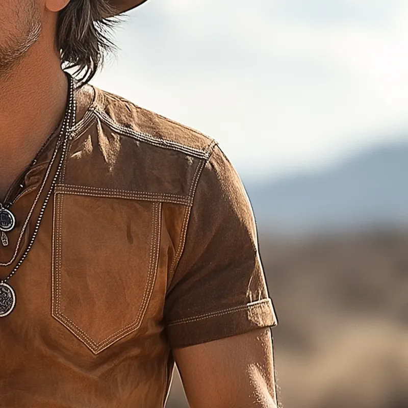 Men's Vintage Faux Suede Short-Sleeved T-Shirt MTA2948G2P sold by Manly product image thumbnail 4