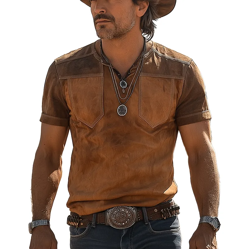 Men's Vintage Faux Suede Short-Sleeved T-Shirt MTA2948G2P sold by Manly