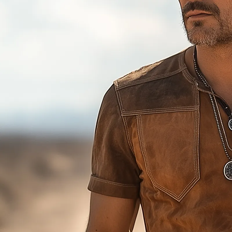 Men's Vintage Faux Suede Short-Sleeved T-Shirt MTA2948G2P sold by Manly product image thumbnail 3