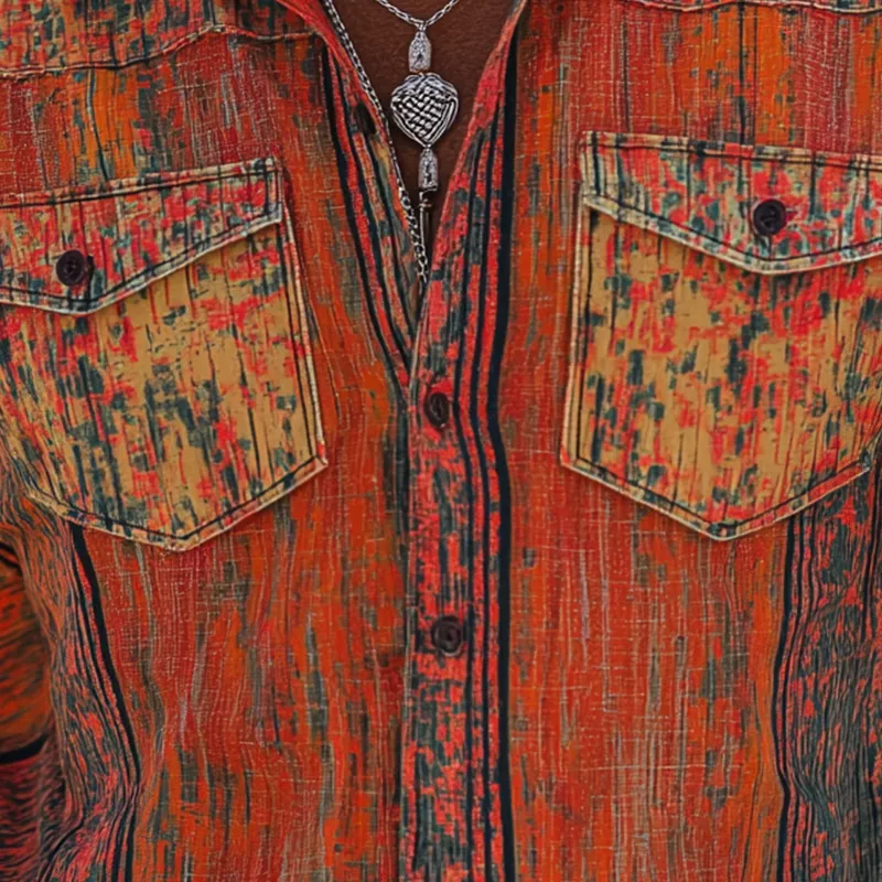 Men's Distressed Printed Polyester Blend Short-Sleeved Shirt MTA2943G3P sold by Manly product image thumbnail 3