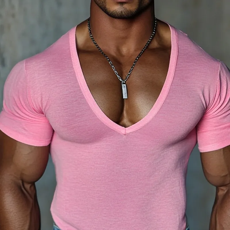 Men's Solid V Neck Short Sleeve T-shirt MTA2935G8Z sold by Manly product image thumbnail 3