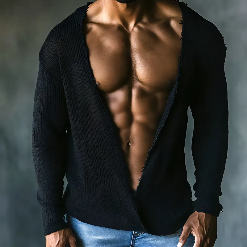 Men's Fashion Knitted Deep V Neck Long Sleeve Sweater MTA2993G6Z sold by Manly product image thumbnail 4