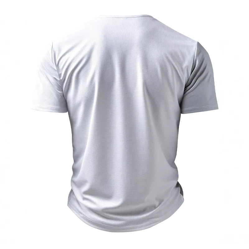 Men's Waffle Print Henley Short Sleeve T-Shirt MTA2885G8X sold by Manly product image thumbnail 3