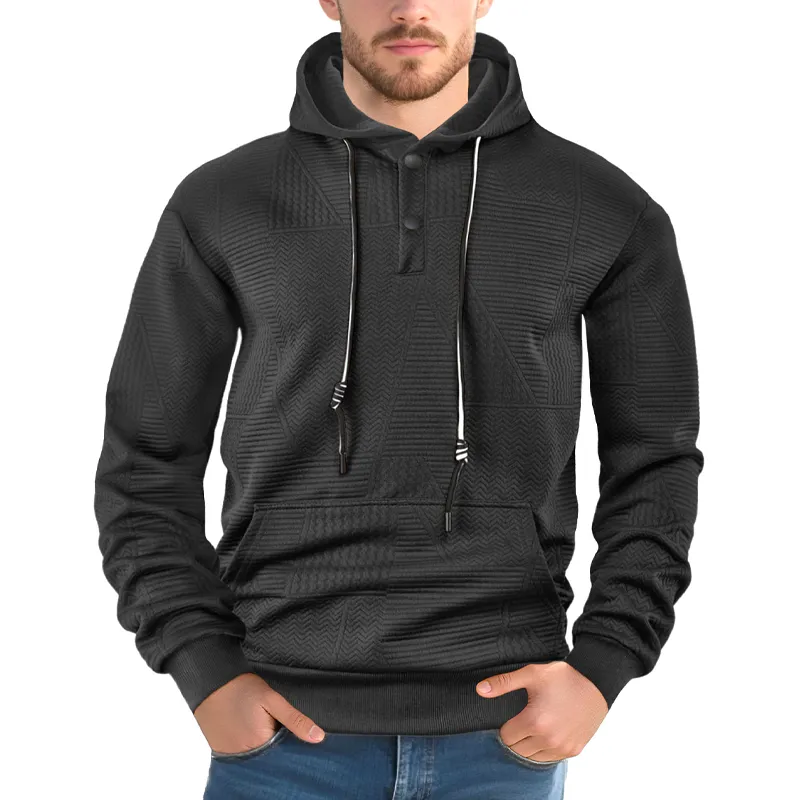 Men's Casual Textured Solid Color Hoodie MTA2883G2X sold by Manly product image thumbnail 4