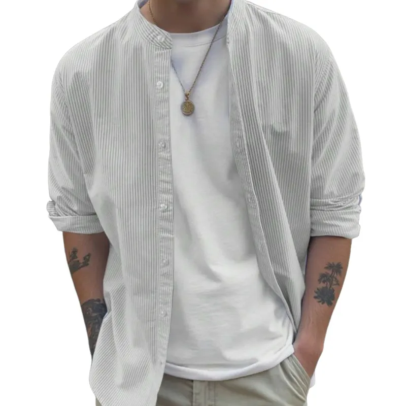 Men's Striped Print Crew Neck Single-breasted Shirt MTA2865G2X sold by Manly product image thumbnail 4