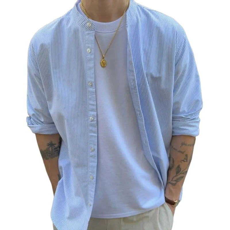 Men's Striped Print Crew Neck Single-breasted Shirt MTA2865G2X sold by Manly product image thumbnail 3