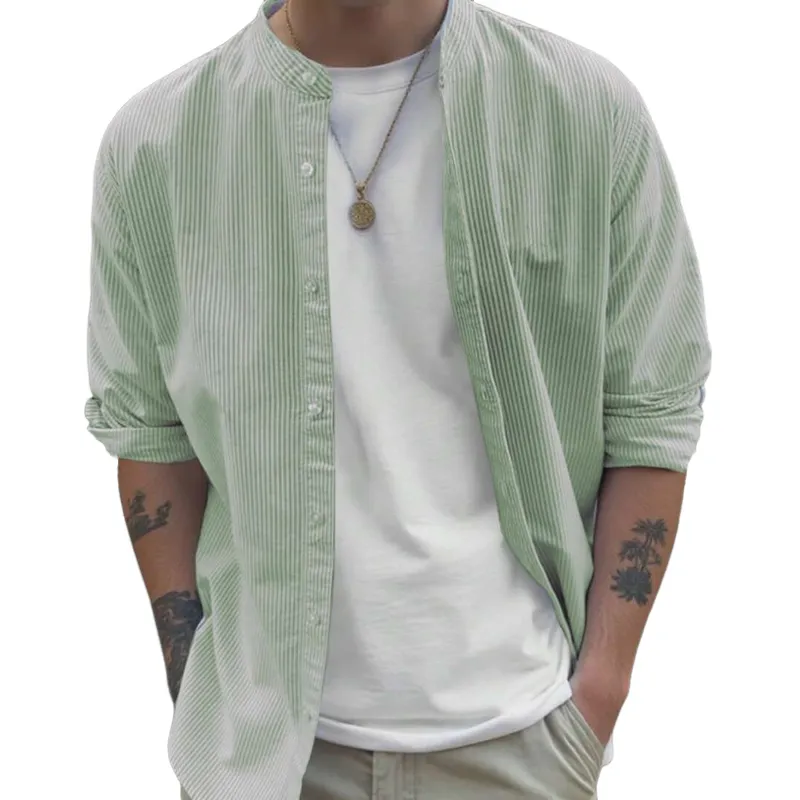 Men's Striped Print Crew Neck Single-breasted Shirt MTA2865G2X sold by Manly product image thumbnail 2