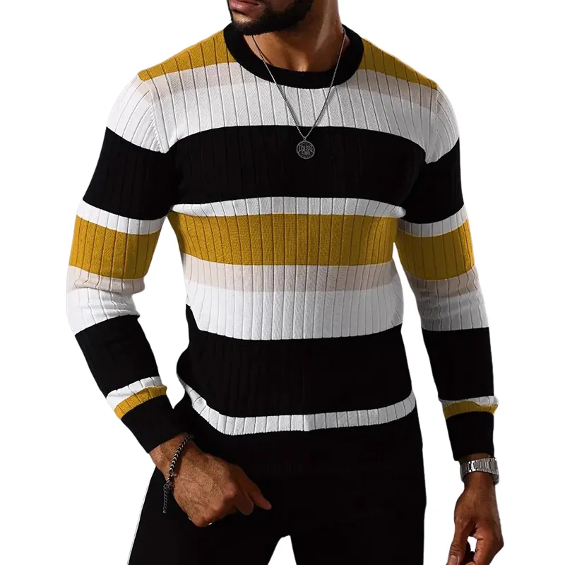 Men's Striped Knitted Crew Neck Sweater MTA2801G5X sold by Manly product image thumbnail 2