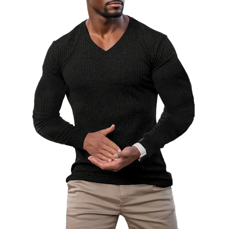 Men's Knitted Striped Textured V-neck Sweater MTA2821G0X sold by Manly product image thumbnail 2