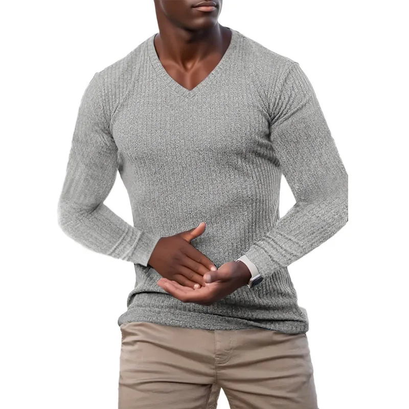 Men's Knitted Striped Textured V-neck Sweater MTA2821G0X sold by Manly product image thumbnail 4
