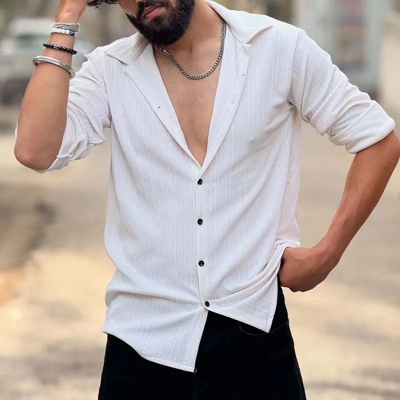 Men's Solid Color Long-sleeved Shirt MTA2874G0X sold by Manly product image thumbnail 3