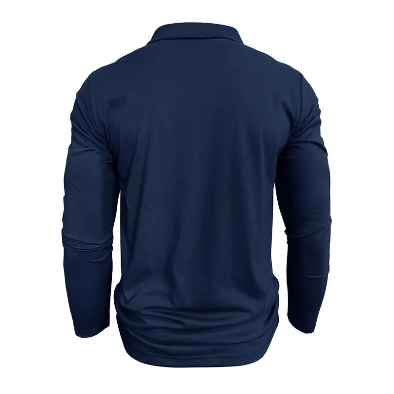 Men's Contrast Color Cotton Blend Long-sleeved Polo Shirt MTA2827G5X sold by Manly product image thumbnail 5