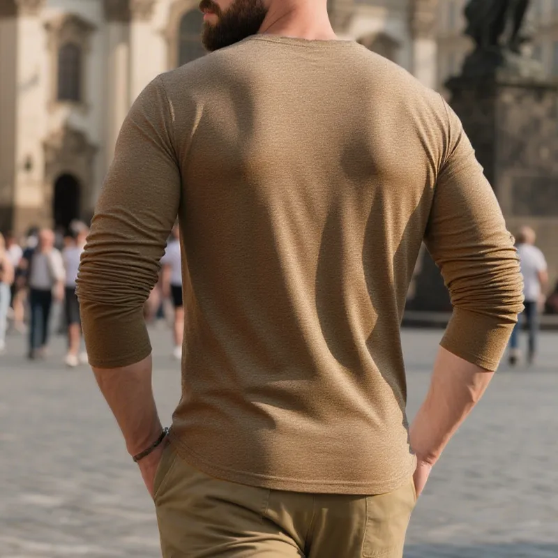 Men's Cotton Blend Colorblock Henley Collar Long Sleeve T-Shirt MTA2837G8X sold by Manly product image thumbnail 5