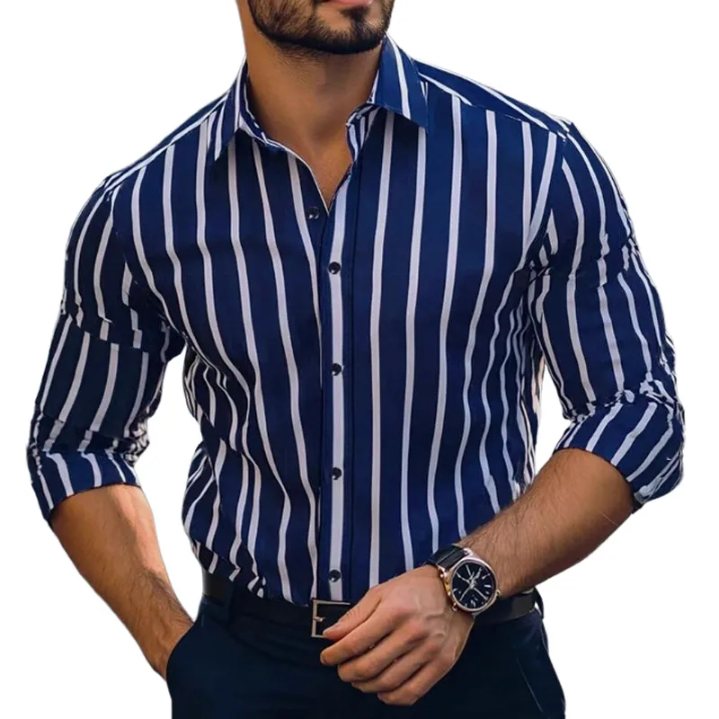 Men's Casual Striped Print Long Sleeve Shirt MTA2829G8X sold by Manly product image thumbnail 2