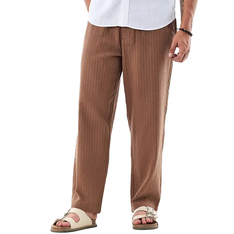 Men's Cotton And Linen Jacquard Casual Trousers MTA2879G8P sold by Manly