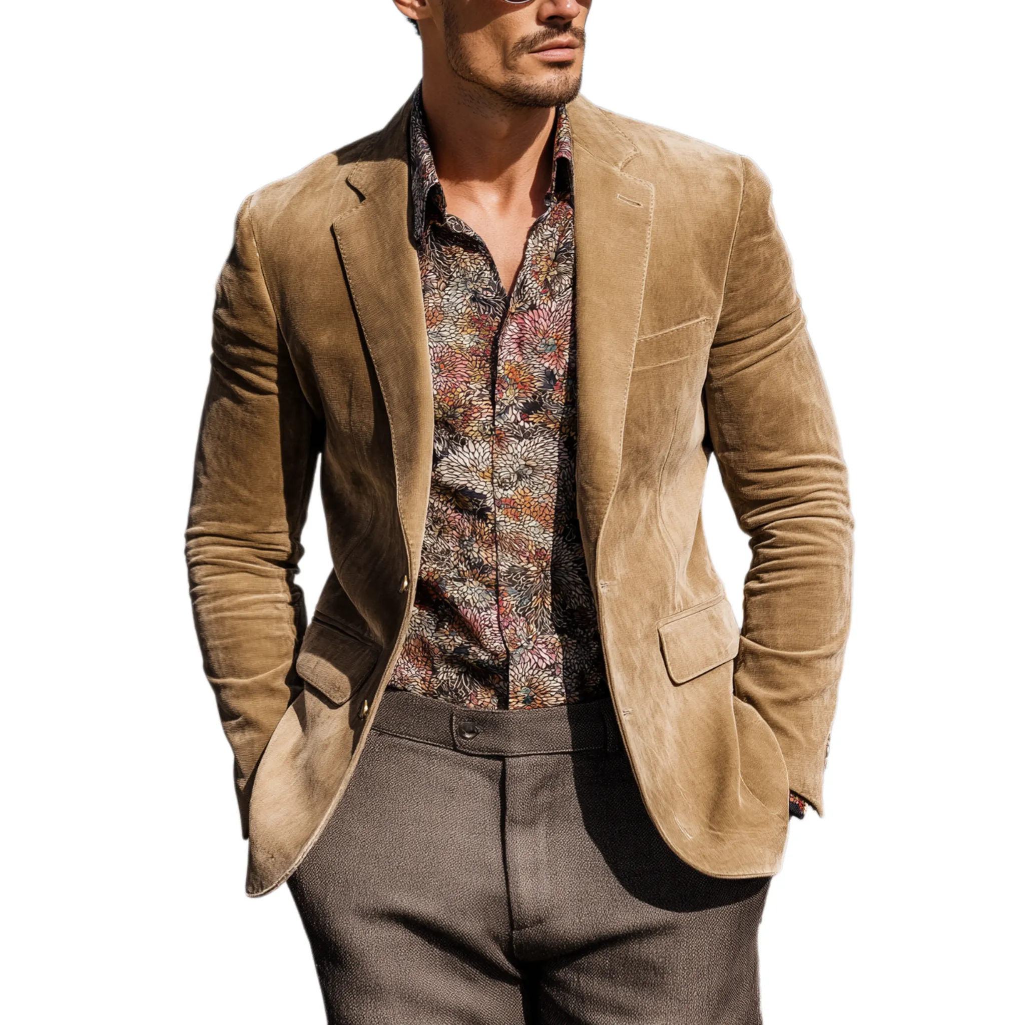 Men's Classic Casual Western Cowboy Style Suede Slim Fit Single-breasted Blazer MTA3119G3K sold by Manly