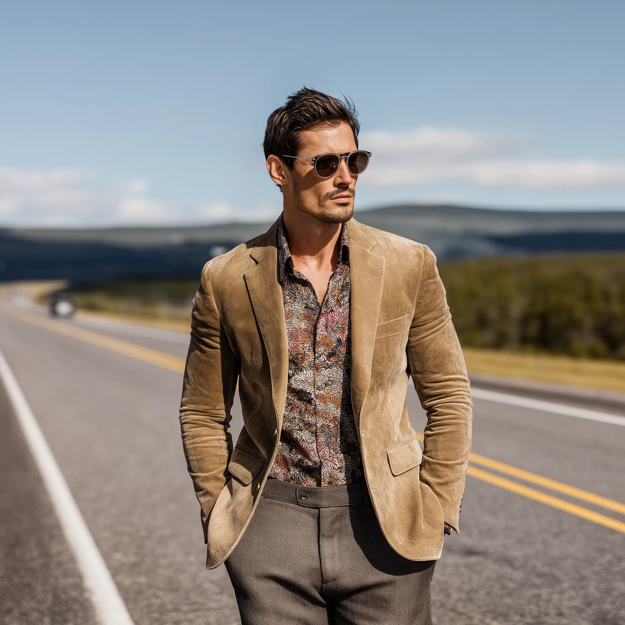 Men's Classic Casual Western Cowboy Style Suede Slim Fit Single-breasted Blazer MTA3119G3K sold by Manly product image thumbnail 3