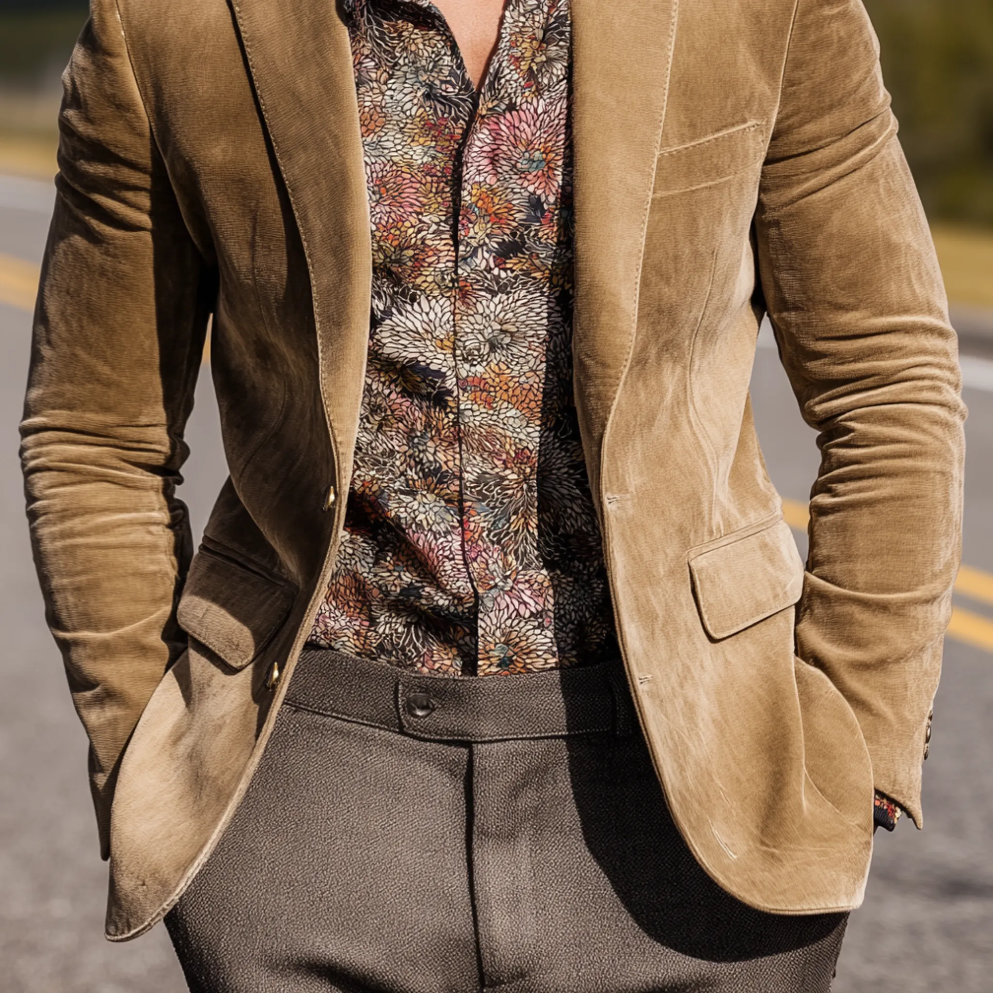 Men's Classic Casual Western Cowboy Style Suede Slim Fit Single-breasted Blazer MTA3119G3K sold by Manly product image thumbnail 5