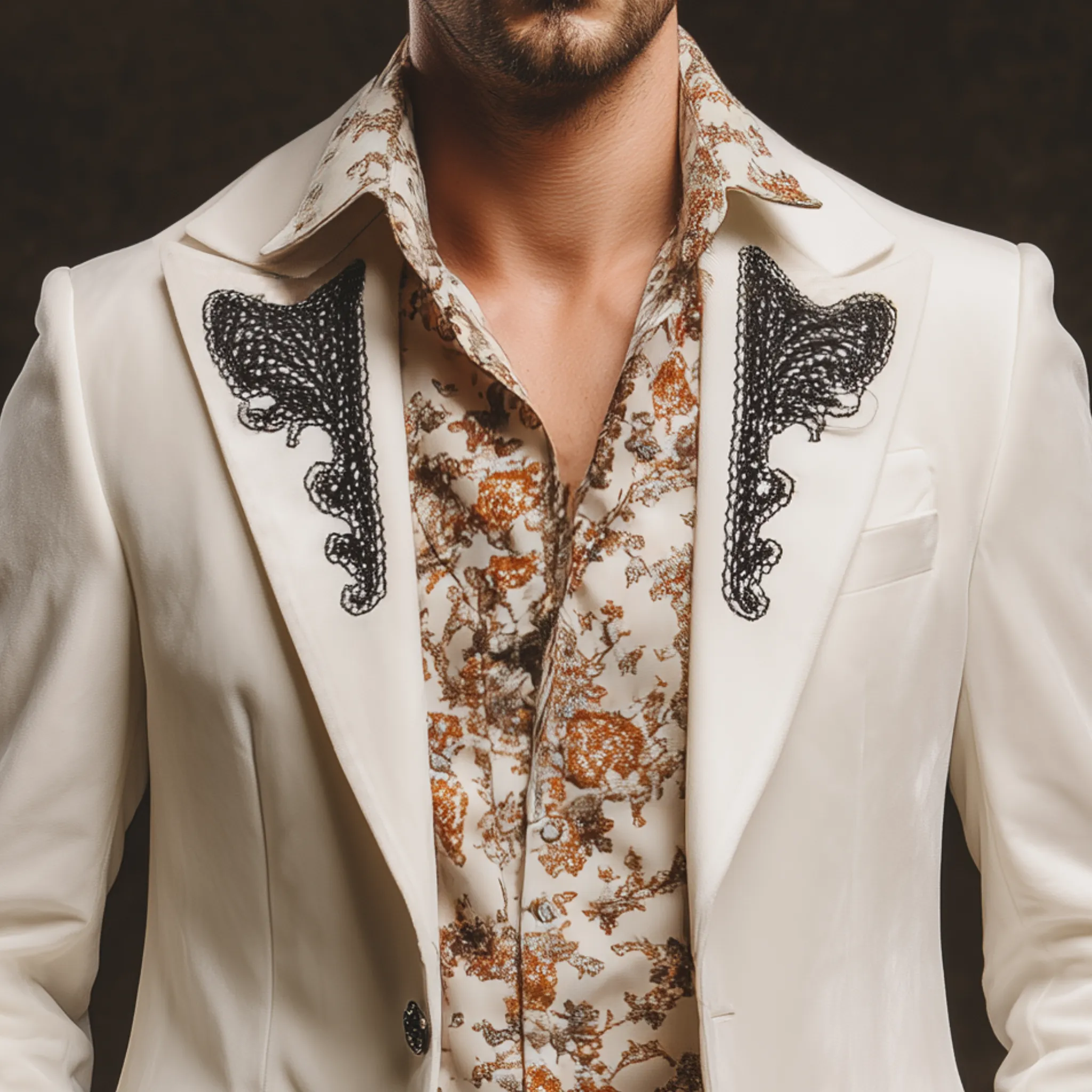 Men's Classic Vintage Gentleman Collar Embroidered Velvet Single-breasted Blazer MTA3114G6K sold by Manly product image thumbnail 4