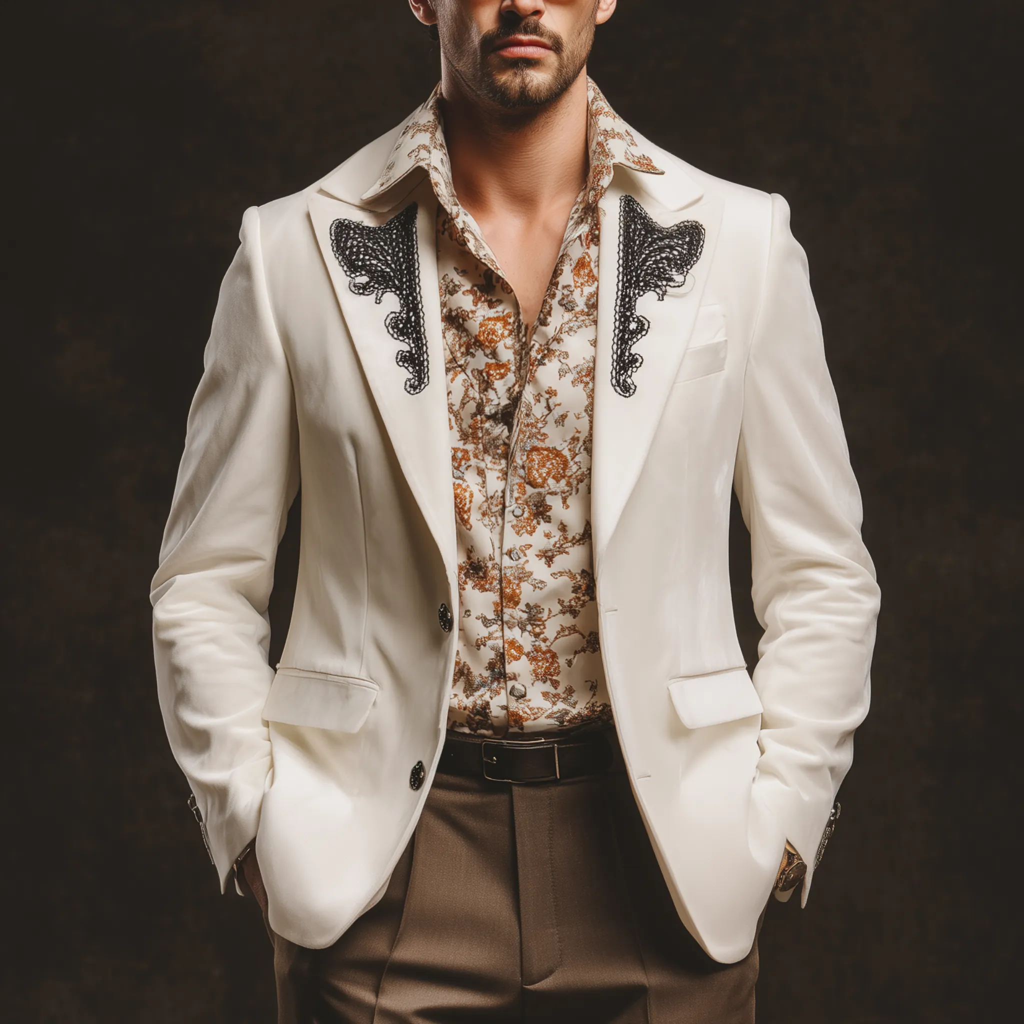 Men's Classic Vintage Gentleman Collar Embroidered Velvet Single-breasted Blazer MTA3114G6K sold by Manly product image thumbnail 2