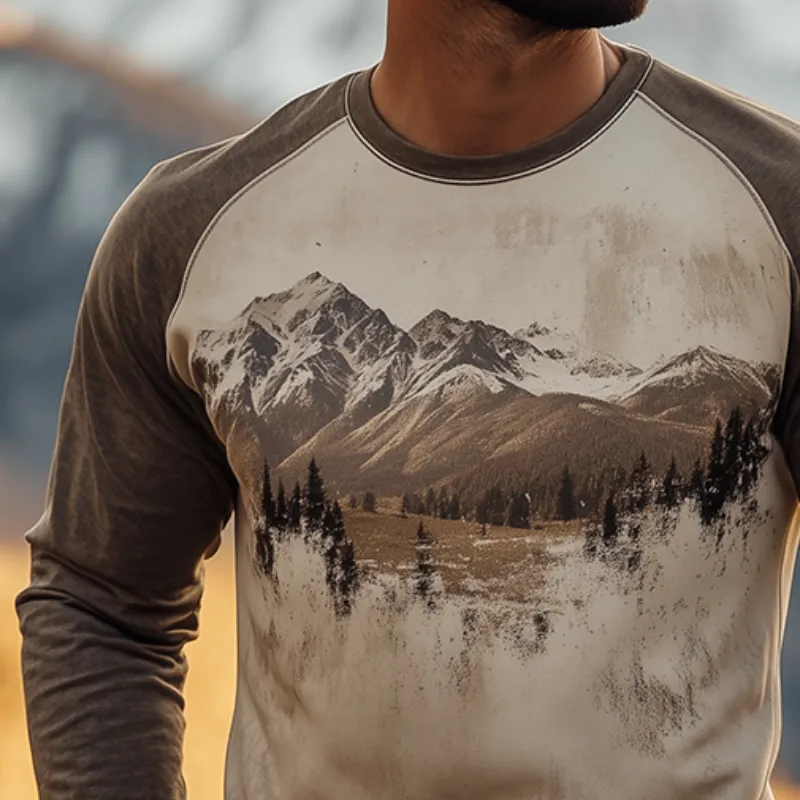 Men's Retro Casual Western Print Crew Neck Long Sleeve T-Shirt MTA3034G1TO sold by Manly product image thumbnail 3