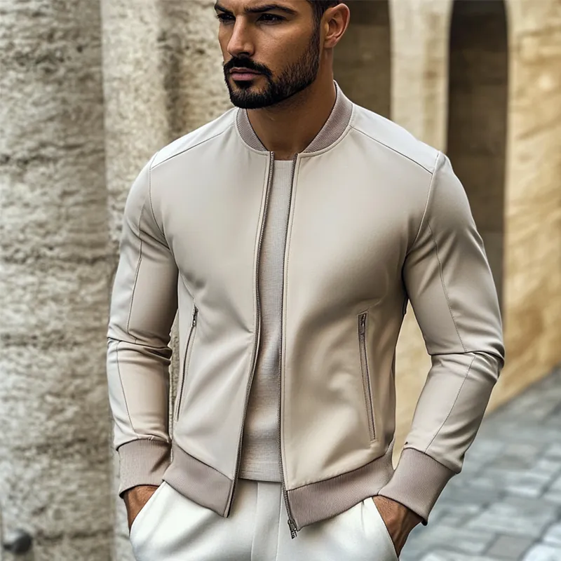 Men's Sports Casual Solid Color Baseball Collar Jacket MTA3165G6X sold by Manly product image thumbnail 5