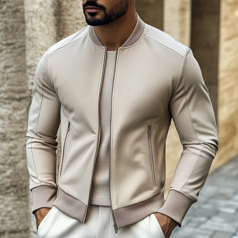 Men's Sports Casual Solid Color Baseball Collar Jacket MTA3165G6X sold by Manly product image thumbnail 2